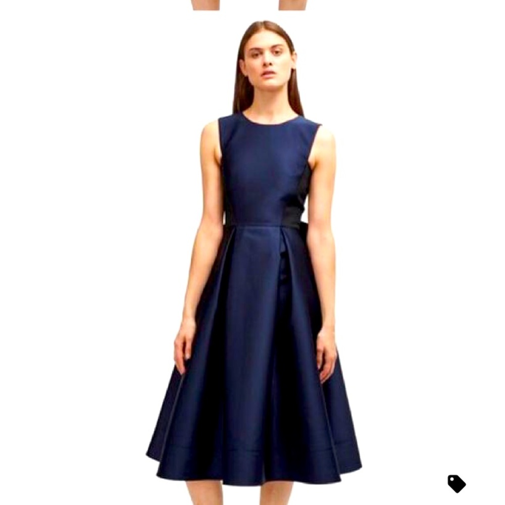 French Connection Navy Sleeveless Midi Fit-and-Flare Dress